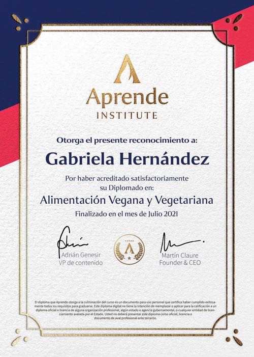 Diploma en Alimentacion Vegana y Vegetariana en Aprende Institute