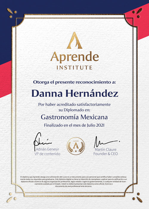 Diploma en Gastronomia Mexicana en Aprende Institute