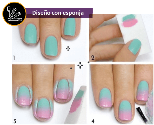 Esquema del Diseños con esponja en manicure