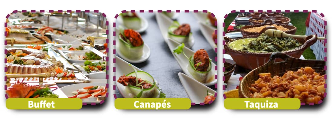 esquema de imágenes de buffet, canapés y taquiza