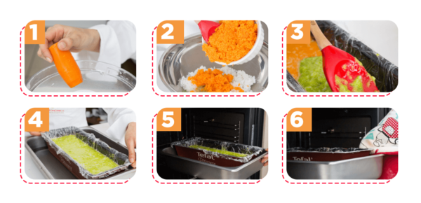 esquema preparación Budín de arroz, zanahoria y calabaza