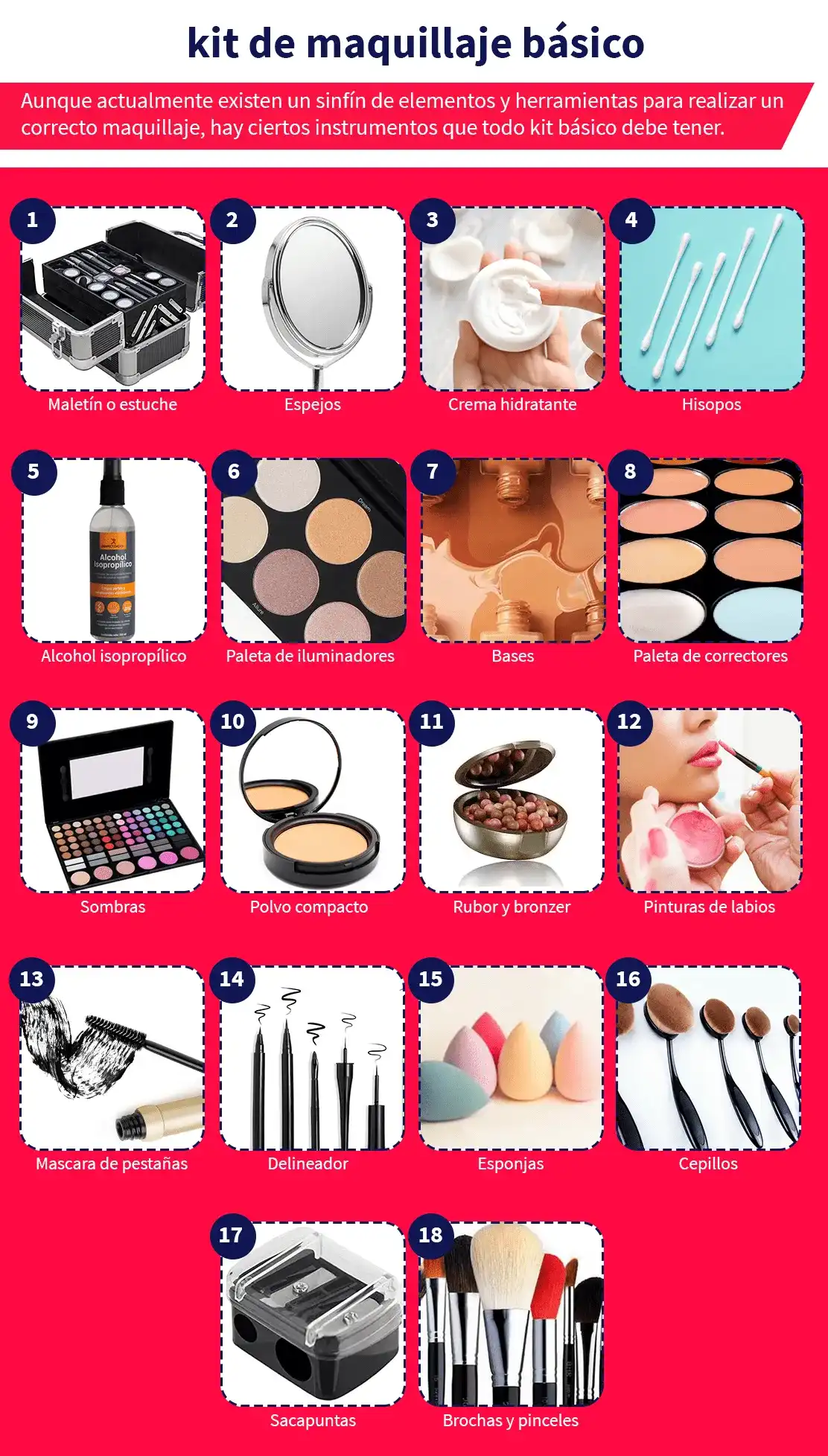 herramientas y productos para crear tu kit básico de maquillaje