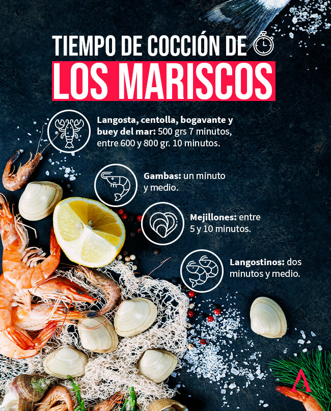 tiempos de coccion para los diferentes mariscos