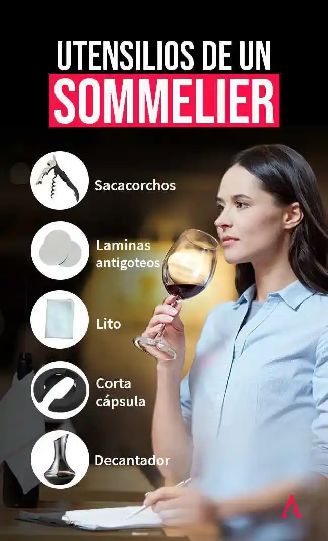 infografia de utensilios de un sommelier