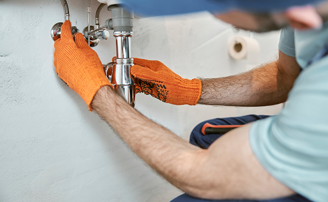handyman reparando un caño de agua