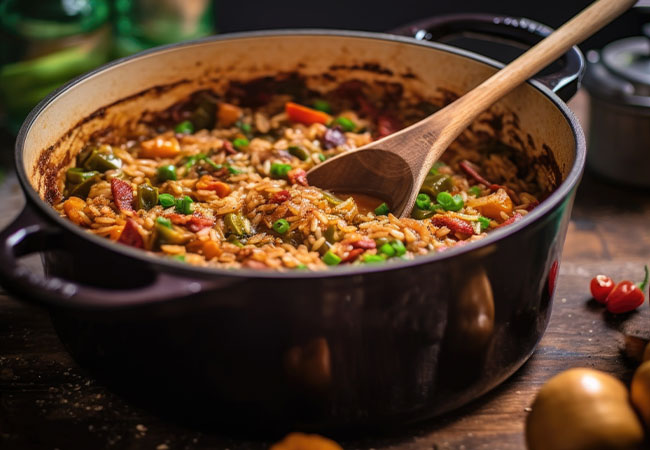 sarten con carne al estilo cajun